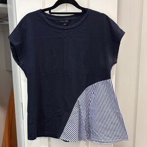 Banana Republic Dark Blue Tee with Striped Accent
